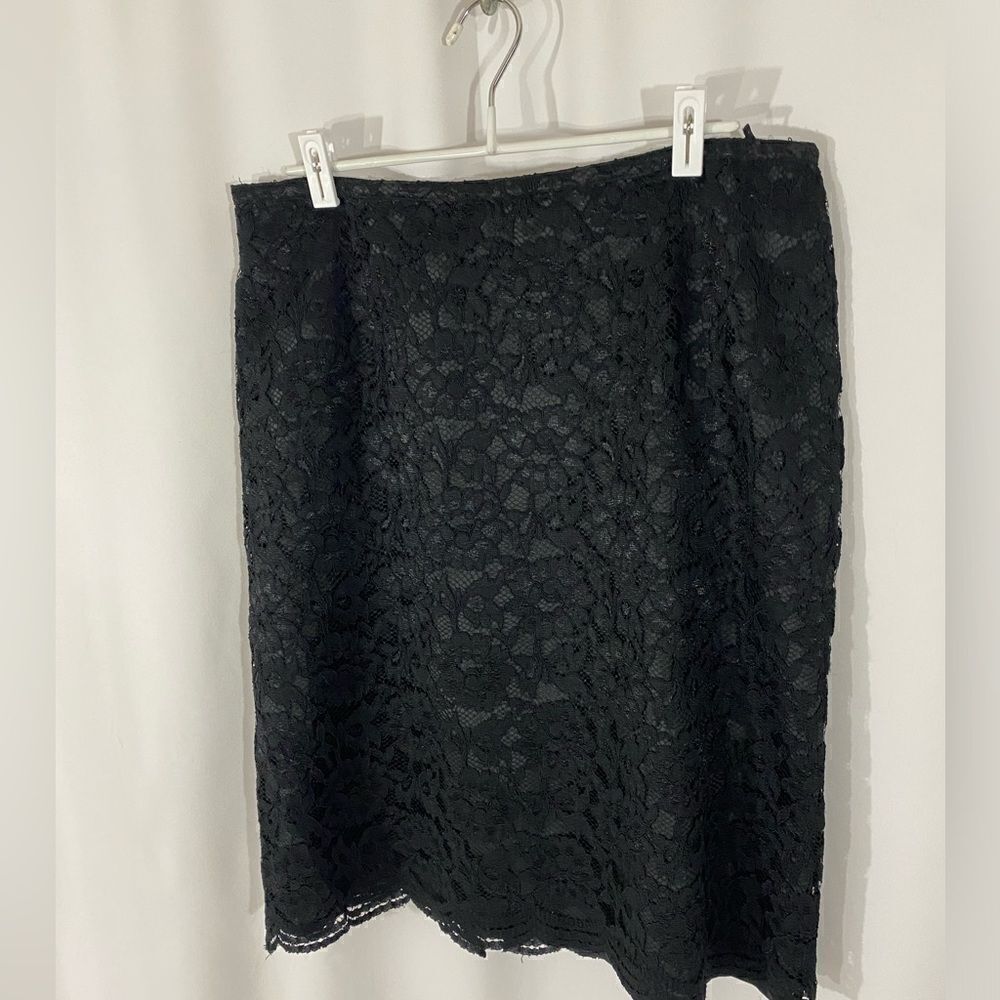 Norton McNaughton Black Lace Pencil Skirt